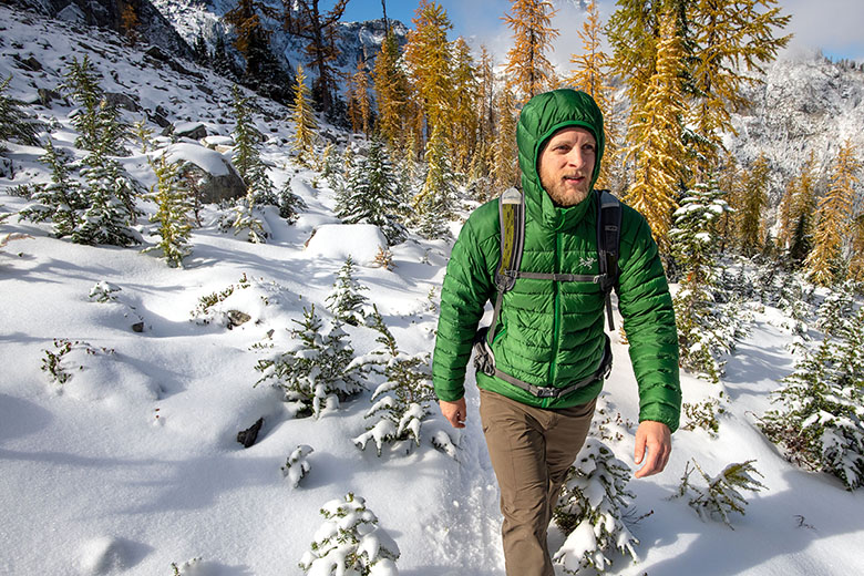 Arc'teryx Cerium LT Hoody (snowy hike)